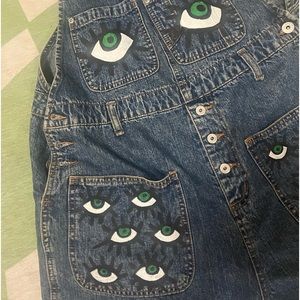 Hand painted Eyeball Short Overalls